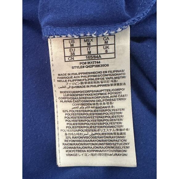 Guess Royal Blue Sheer Mesh Trim Tank Top Size M Button Front Sleeveless Blouse - Picture 6 of 6